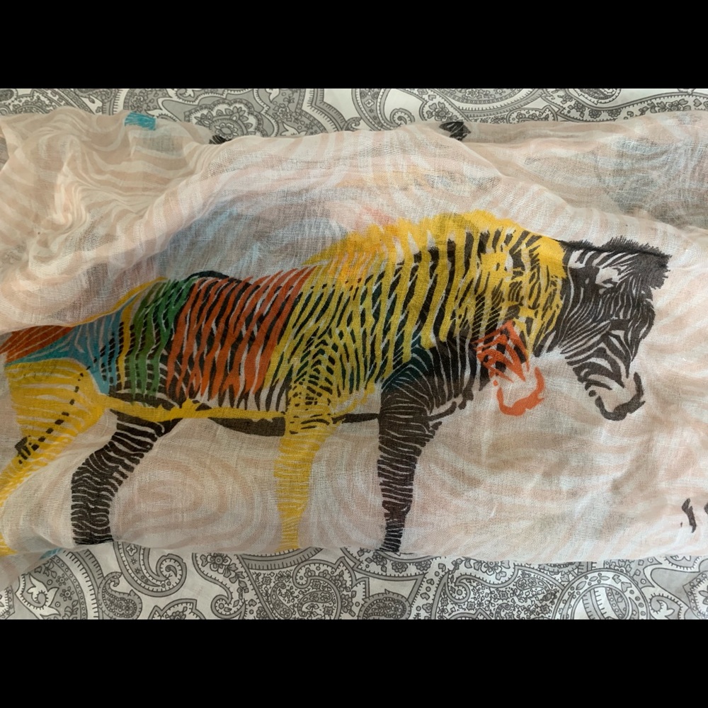 Long sheer zebra scarf